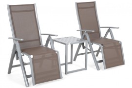 Set zahradních polohovacích křesel se stolkem 3 ks