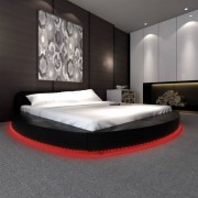 vidaXL Rám postele s LED světlem černý umělá kůže 180 x 200 cm