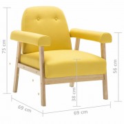 vidaXL Křeslo žluté textil