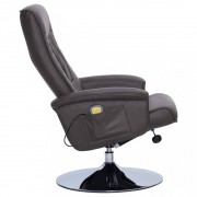 vidaXL Masážní polohovací křeslo s podnožkou šedé umělá kůže