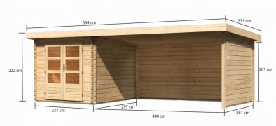 Dřevěný zahradní domek BASTRUP 4 s přístavkem Dekorhome