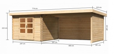Dřevěný zahradní domek BASTRUP 5 s přístavkem Dekorhome
