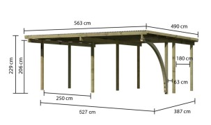 Dřevěný dvojitý přístřešek / carport ECO 1A Dekorhome