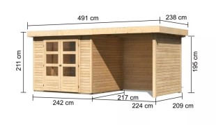 Dřevěný zahradní domek ASKOLA 3 s přístavkem 240 Dekorhome
