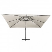 vidaXL Konzolový slunečník LED a hliníková tyč 400x300 cm pískový