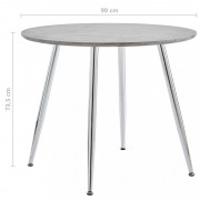vidaXL Jídelní stůl betonový a stříbrný 90 x 73,5 cm MDF