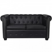 vidaXL Chesterfield pohovky dvojsedák a trojsedák umělá kůže černá