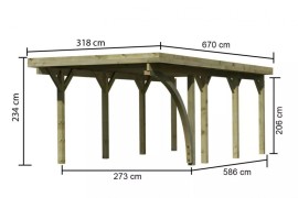 Dřevěný přístřešek / carport CLASSIC 2B Dekorhome