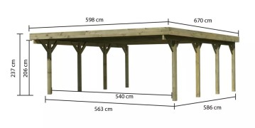 Dřevěný přístřešek / carport CLASSIC 2A Dekorhome