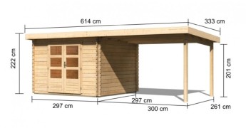 Dřevěný zahradní domek BASTRUP 5 s přístavkem Dekorhome