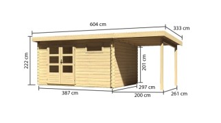 Dřevěný zahradní domek BASTRUP 8 s přístavkem Dekorhome