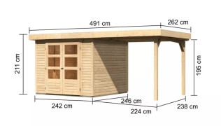 Dřevěný zahradní domek ASKOLA 3,5 s přístavkem 240 Dekorhome