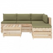 vidaXL 6dílná zahradní sedací souprava z palet + béžové podušky dřevo