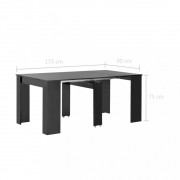 vidaXL Rozkládací jídelní stůl černý s vysokým leskem 175 x 90 x 75 cm