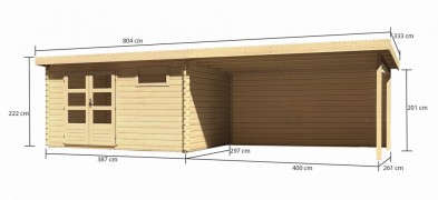 Dřevěný zahradní domek BASTRUP 8 s přístavkem Dekorhome