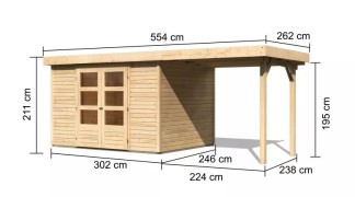 Dřevěný zahradní domek ASKOLA 5 s přístavkem 240 Dekorhome