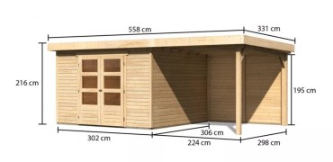 Dřevěný zahradní domek ASKOLA 6 s přístavkem 240 Dekorhome