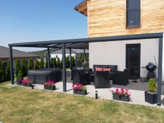 Hliníková pergola rohová POLLARD s polykarbonátem