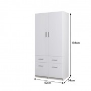 Šatní skříň SNOW TYP 3 bílá / bílý extra vysoký lesk