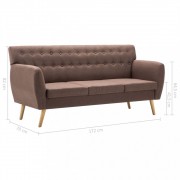 vidaXL Trojsedačka s textilním čalouněním 172 x 70 x 82 cm hnědá
