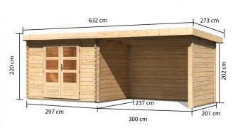 Dřevěný zahradní domek BASTRUP 3 s přístavkem Dekorhome