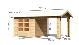 Dřevěný zahradní domek THERES 3 s přístavkem Dekorhome