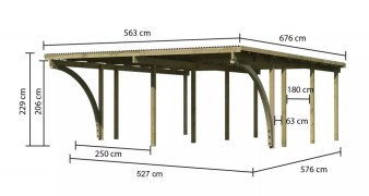 Dřevěný dvojitý přístřešek / carport ECO 2C Dekorhome