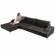vidaXL Rohová sedačka, textil, tmavošedá, XXL, 326x163x83 cm