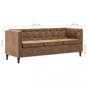 vidaXL Sedací souprava Chesterfield 3 ks textil hnědá semišový vzhled