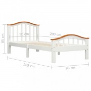 vidaXL Rám postele bílý a dubový masivní borové dřevo 90 x 200 cm