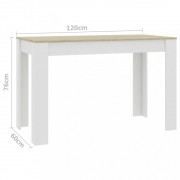 vidaXL Jídelní stůl bílý a dub sonoma 120 x 60 x 76 cm dřevotříska