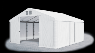 Skladový stan 4x5x2m střecha PVC 580g/m2 boky PVC 500g/m2 konstrukce LÉTO-barva šedá