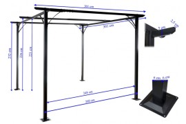 Pergola se stahovací střechou 3x3m WH9978 Dekorhome