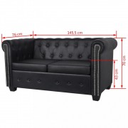 vidaXL Chesterfield pohovky dvojsedák a trojsedák umělá kůže černá