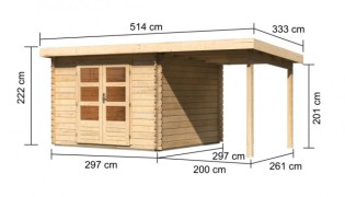 Dřevěný zahradní domek BASTRUP 5 s přístavkem Dekorhome