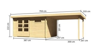 Dřevěný zahradní domek BASTRUP 8 s přístavkem Dekorhome