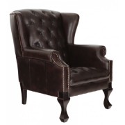 Křeslo Chesterfield z pravé hovězí kůže Brown
