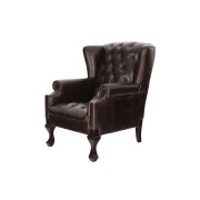 Křeslo Chesterfield z pravé hovězí kůže Brown