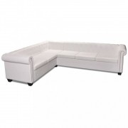 vidaXL Chesterfield rohová sedačka 6místná umělá kůže bílá