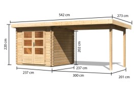 Dřevěný zahradní domek BASTRUP 2 s přístavkem Dekorhome
