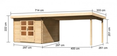 Dřevěný zahradní domek BASTRUP 5 s přístavkem Dekorhome