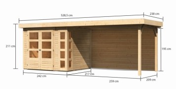 Dřevěný zahradní domek KERKO 3 s přístavkem 280 Dekorhome