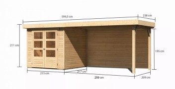 Dřevěný zahradní domek ASKOLA 2 s přístavkem 280 Dekorhome