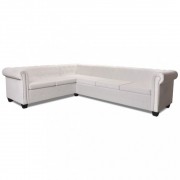 vidaXL Chesterfield rohová sedačka 6místná umělá kůže bílá
