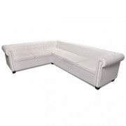 vidaXL Chesterfield rohová sedačka 6místná umělá kůže bílá