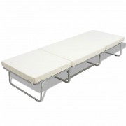 vidaXL Skládací postel s matrací bílá ocel 70 x 200 cm