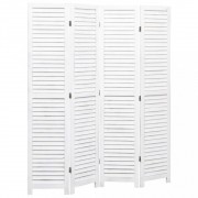 vidaXL 4dílný paraván bílý 140 x 165 cm dřevo