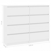 vidaXL Příborník se zásuvkami bílý vysoký lesk 120x35x99cm dřevotříska