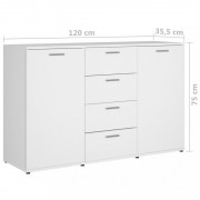 vidaXL Příborník bílý 120 x 35,5 x 75 cm dřevotříska