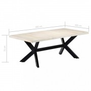vidaXL Jídelní stůl bílý 200 x 100 x 75 cm masivní mangovníkové dřevo